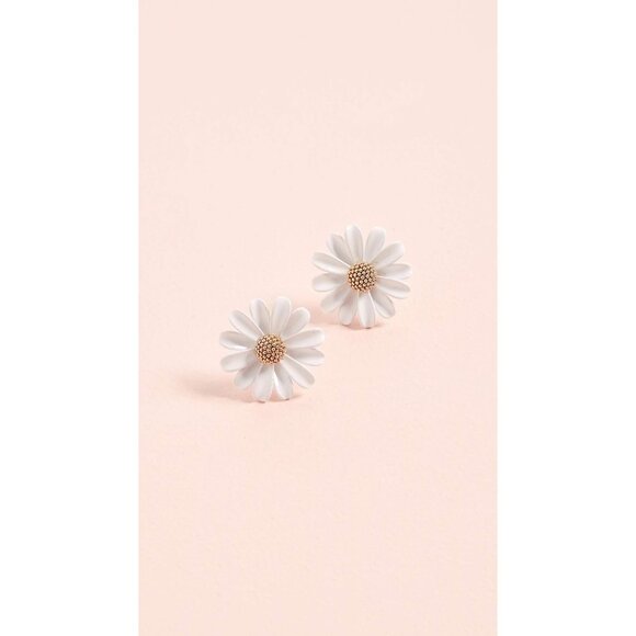 Women's Into The White Bloom Studs Plastic Flower With Seed Bead Center - Picture 4 of 4